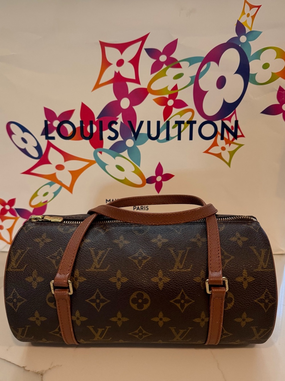 Louis Vuitton Papillon 26 Monogram Barrel Bag in Brown - AUTHENTIC- Vintage 1997